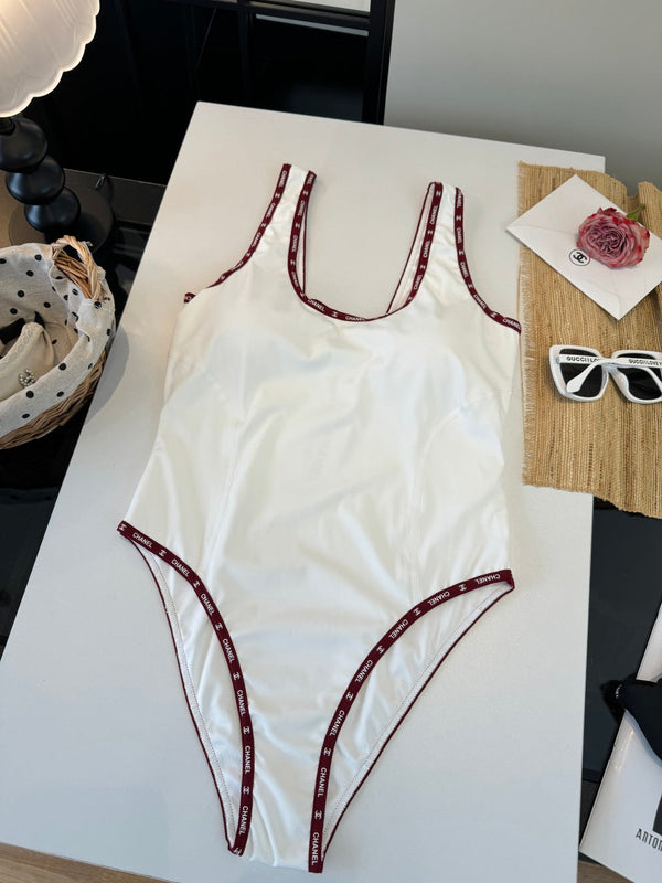 Maillot de bain une pièce Chanel blanc en coton 195159