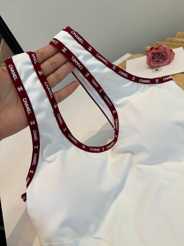 Maillot de bain une pièce Chanel blanc en coton 195159
