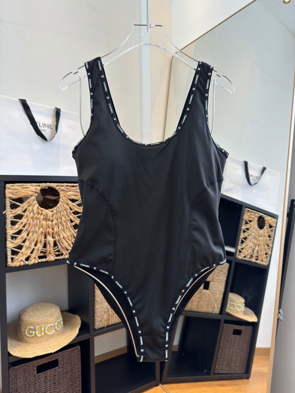Chanel One-piece Swimsuit Black in Cotton 195158