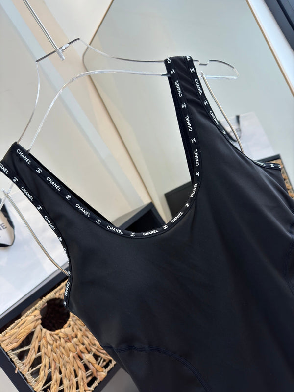 Chanel One-piece Swimsuit Black in Cotton 195158