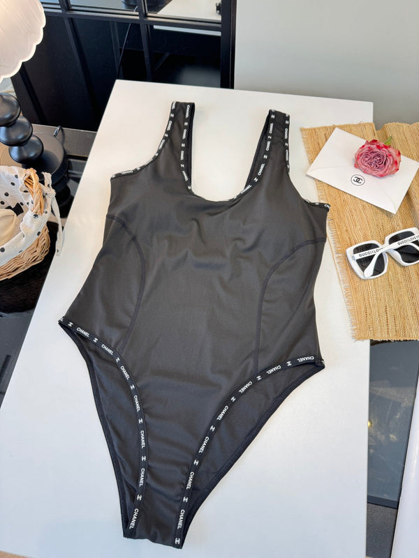 Chanel One-piece Swimsuit Black in Cotton 195158