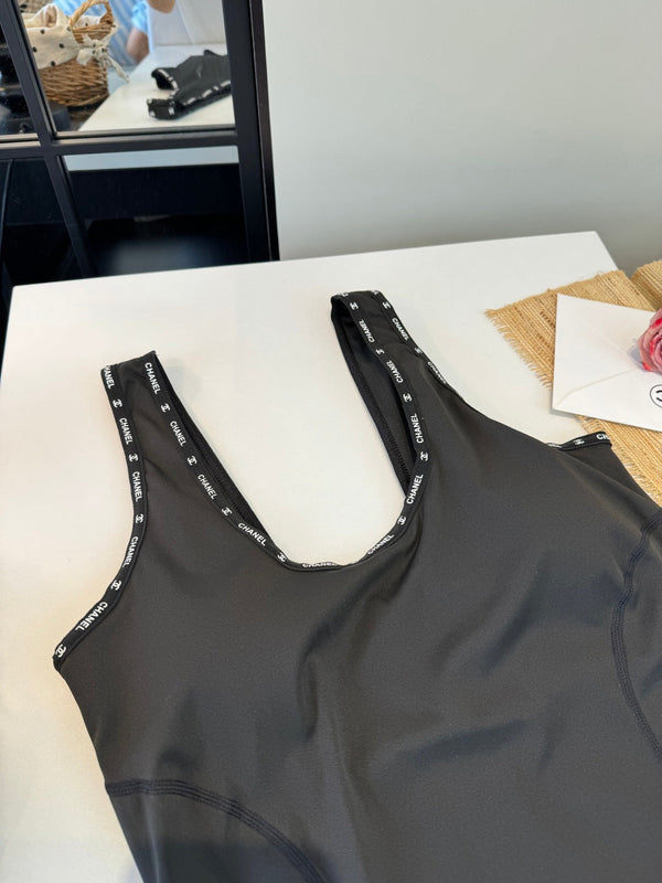 Chanel One-piece Swimsuit Black in Cotton 195158