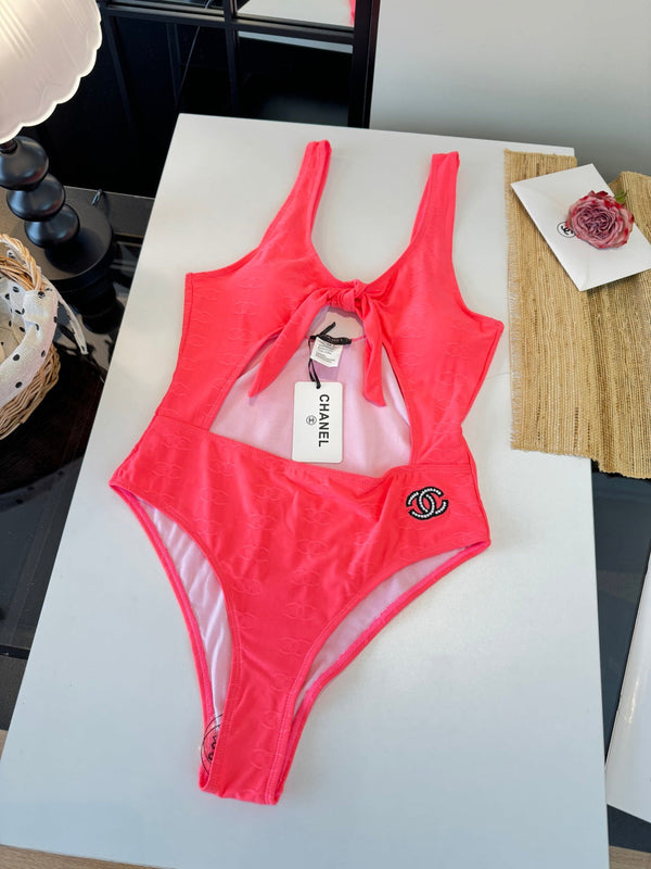 Chanel One-piece Swimsuit Pink in Nylon 195157