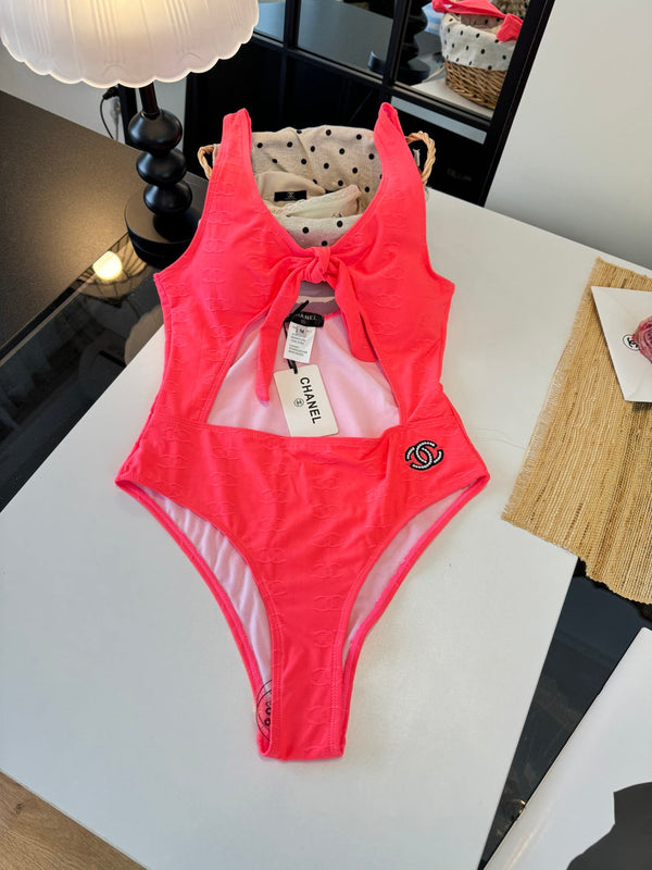 Chanel One-piece Swimsuit Pink in Nylon 195157