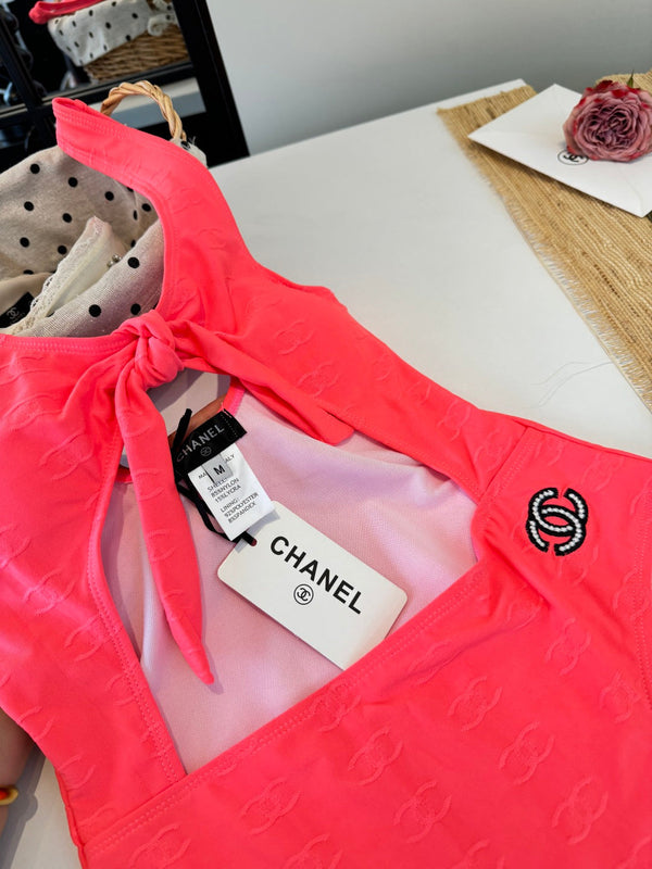 Chanel One-piece Swimsuit Pink in Nylon 195157