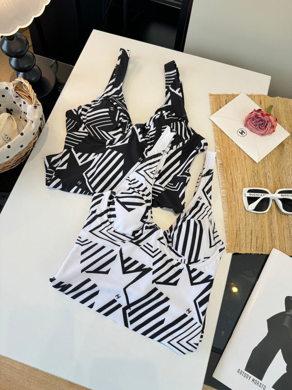 Chanel One-piece Swimsuit Black in Cotton 195154