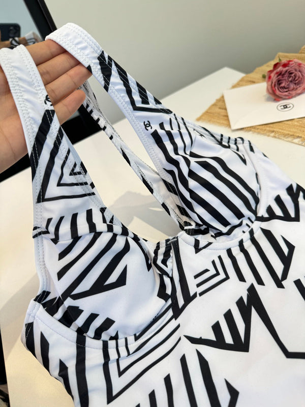 Chanel One-piece Swimsuit White in Cotton 195153