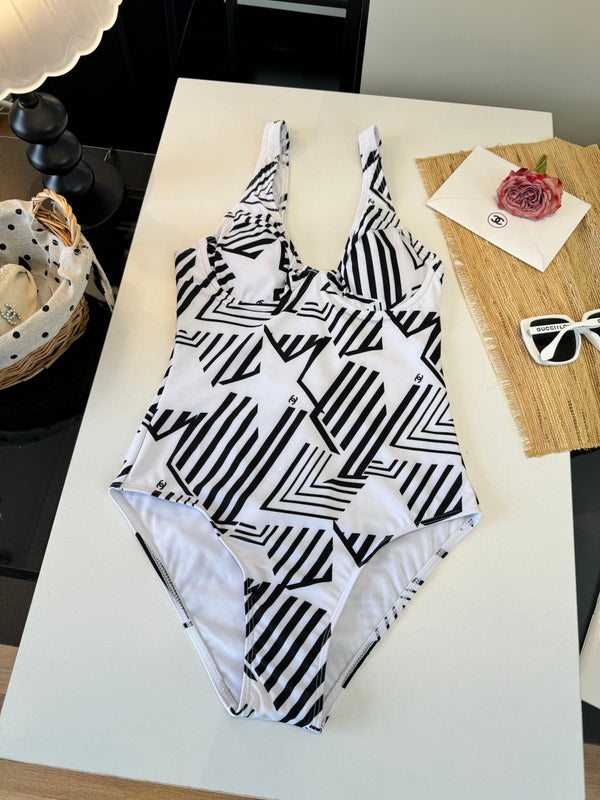 Chanel One-piece Swimsuit White in Cotton 195153