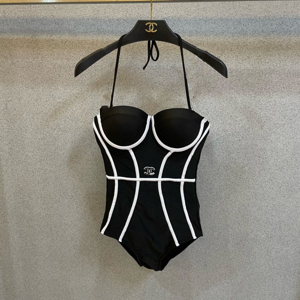 Maillot de bain une pièce Chanel noir en coton 195027