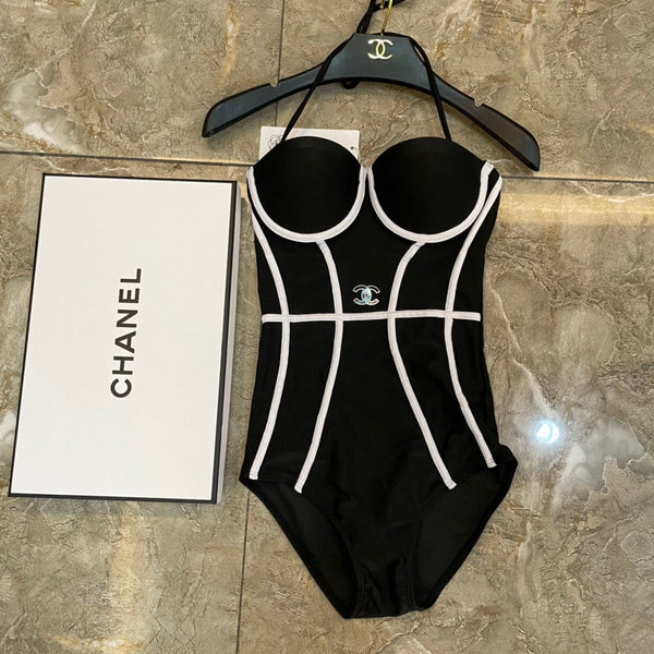 Maillot de bain une pièce Chanel noir en coton 195027