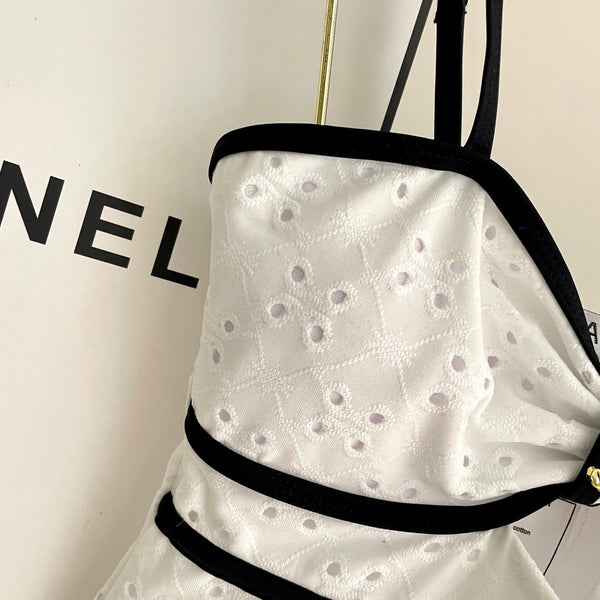Chanel One-piece Swimsuit White in Cotton 195167