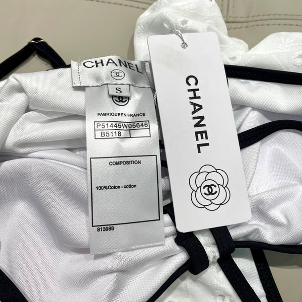 Chanel One-piece Swimsuit White in Cotton 195167