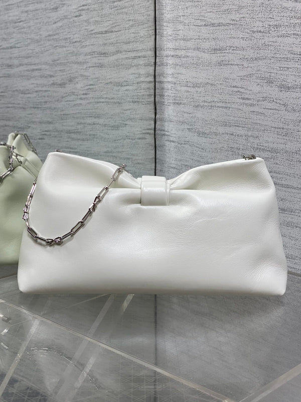 Dior 26 Bow Chain Bag in White Lambskin