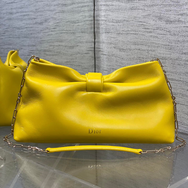 Sac à bandoulière Dior 26 Bow en agneau jaune