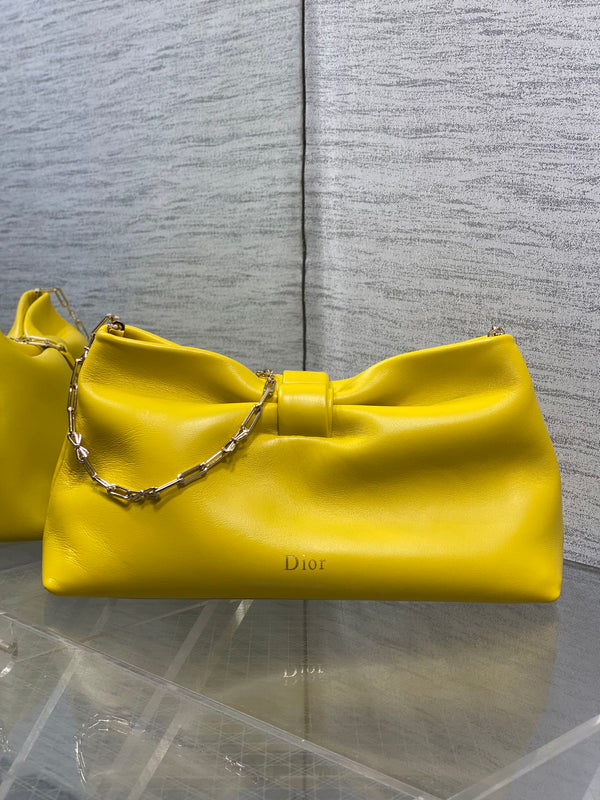 Sac à bandoulière Dior 26 Bow en agneau jaune