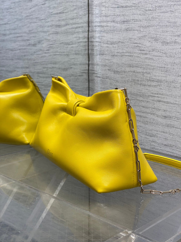 Sac à bandoulière Dior 26 Bow en agneau jaune