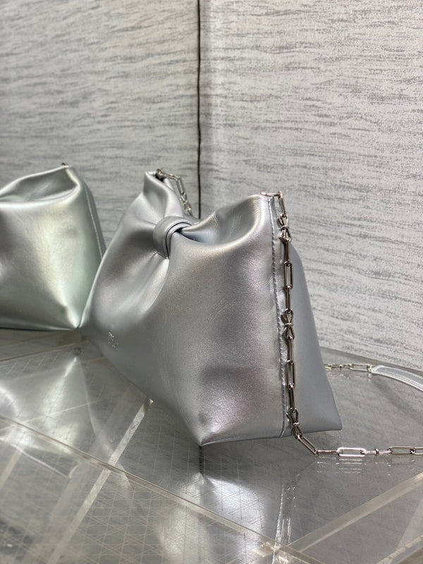 Dior 26 Bow Chain Bag in Silver Lambskin