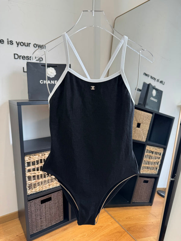 Chanel One-piece Swimsuit Black in Cotton 201808