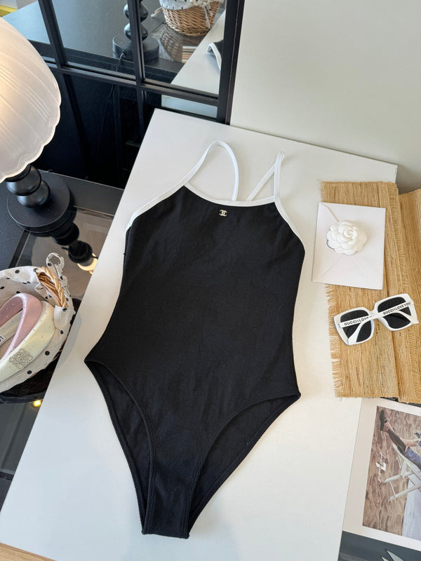 Chanel One-piece Swimsuit Black in Cotton 201808