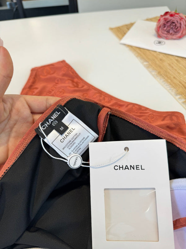 Maillot de bain Chanel une pièce rouge brique en coton 201804