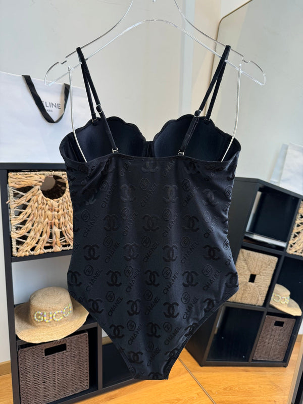 Maillot de bain une pièce Chanel noir en coton 201803