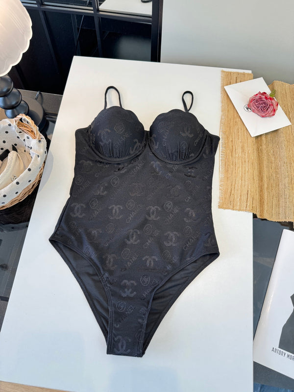 Maillot de bain une pièce Chanel noir en coton 201803