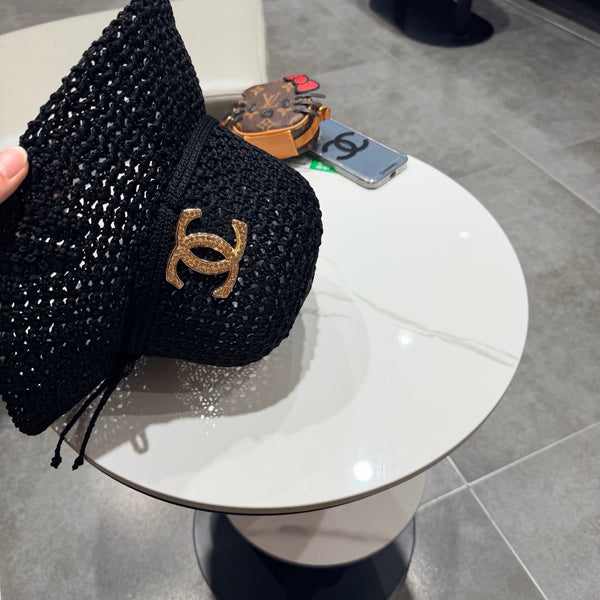 Chapeau de Pêcheur Chanel Noir en Paille 201673