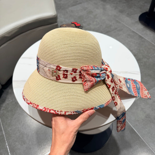 Chapeau Chanel à Nœud en Ruban Beige en Paille 205600