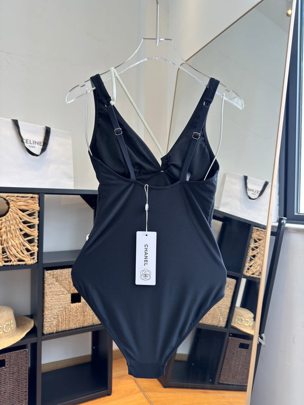 Chanel Maillot de bain une pièce Noir en coton polyester 204710
