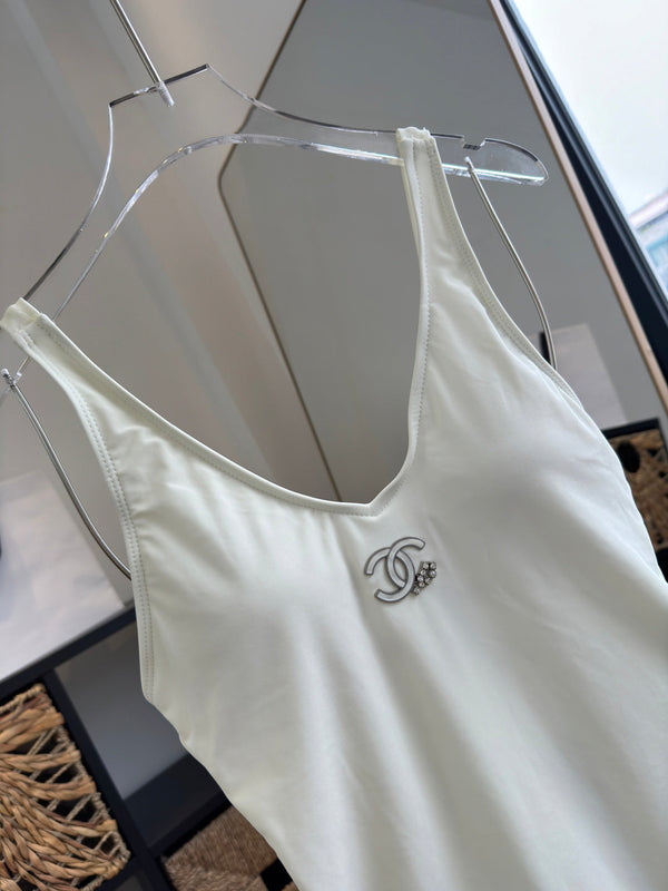 Chanel One-Piece Swimsuit White in Cotton polyester 204693
