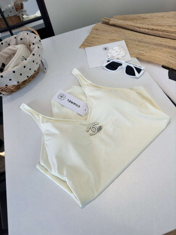 Chanel One-Piece Swimsuit White in Cotton polyester 204693