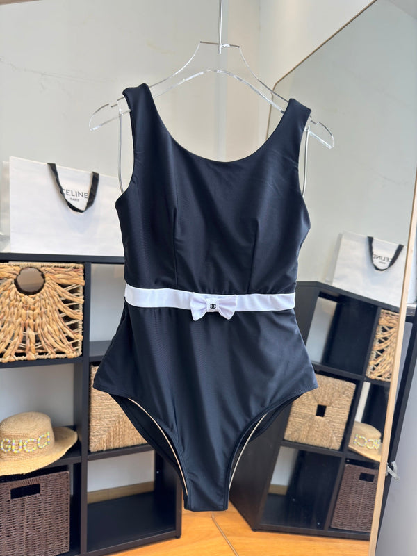 Maillot de bain une pièce Chanel noir en coton polyester 204692
