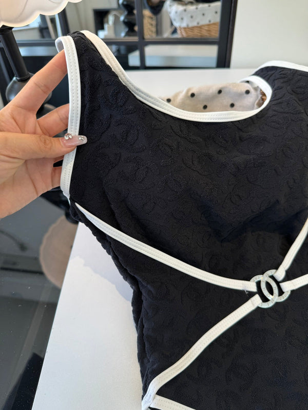 Chanel One-Piece Swimsuit Black in Cotton 204638