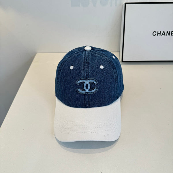 Casquette de baseball Chanel bleu et blanc en coton 205356