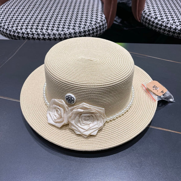 Chapeau de soleil Chanel en raphia ivoire 205280