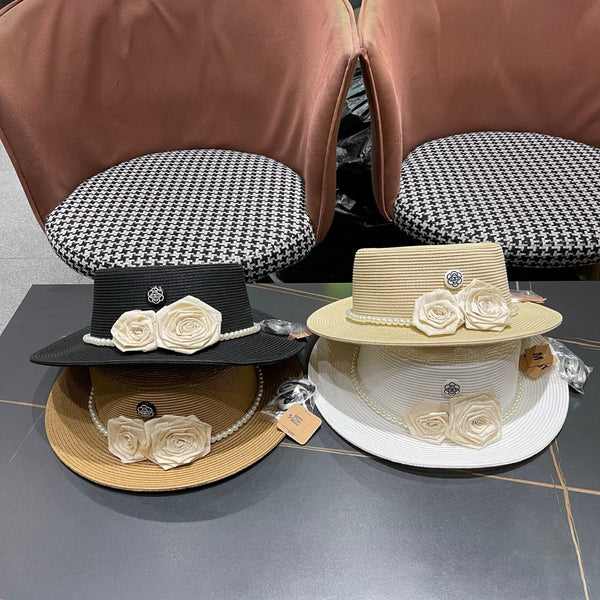 Chapeau de soleil Chanel en raphia ivoire 205280