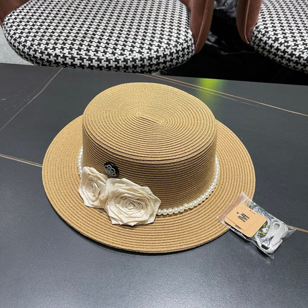 Chapeau de soleil Chanel en tissage couleur Chameau 205278