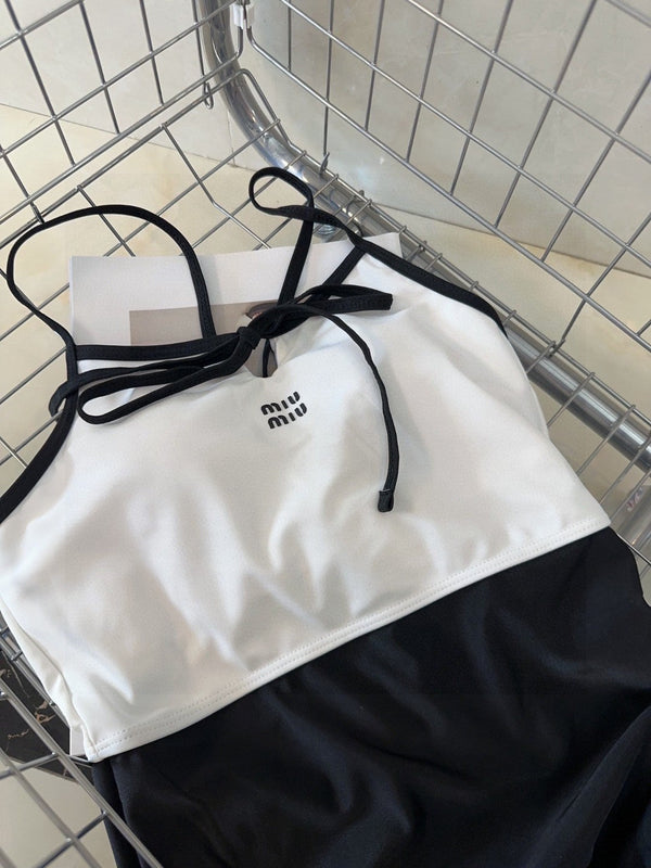 Miumiu Swimsuit White Black in Cotton polyester 204670