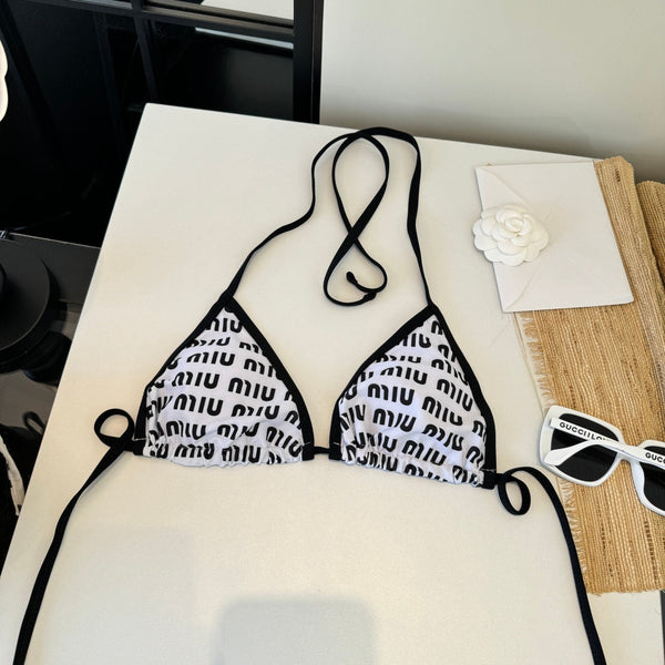 Miumiu Two-piece Bikini Swimsuit White Black in Cotton polyester 204644