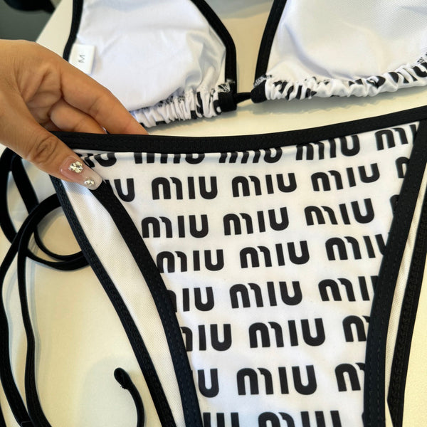 Miumiu Two-piece Bikini Swimsuit White Black in Cotton polyester 204644