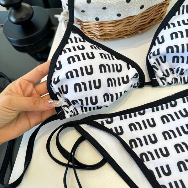 Miumiu Two-piece Bikini Swimsuit White Black in Cotton polyester 204644