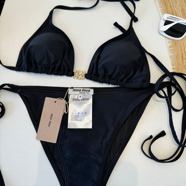 Miumiu Two-piece Bikini Swimsuit Black in Cotton polyester 204642