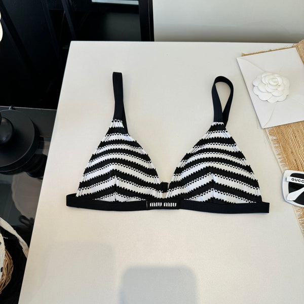 Maillot de bain bikini deux pièces Miumiu noir et blanc en coton polyester 204641