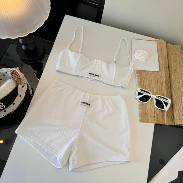 Miumiu Two-piece Bikini Swimsuit White in Cotton polyester 204639
