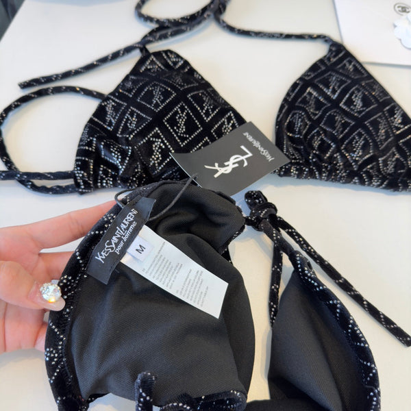 YSL Bikini Swimsuit Black in Cotton 187428