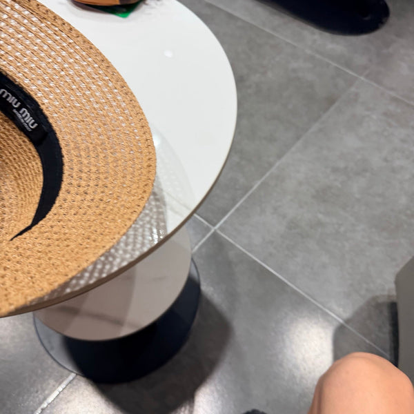 Chapeau bob Miumiu en paille marron camel 205586