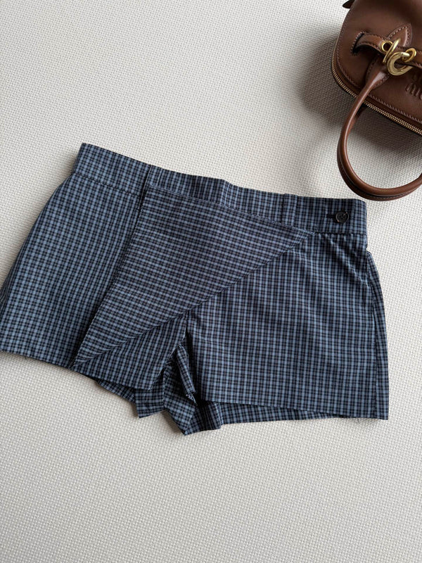 Jupe-culotte Miu Miu en coton bleu marine avec lettres brodées appliquées YB