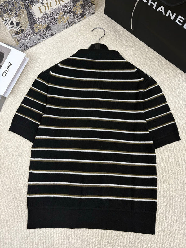 Miu Miu 26 Short-Sleeve Collared T-Shirt Black in Wool 191274