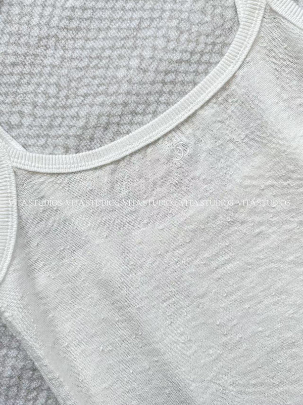 CC 26 Caraco Tricot Blanc en Lin 196150