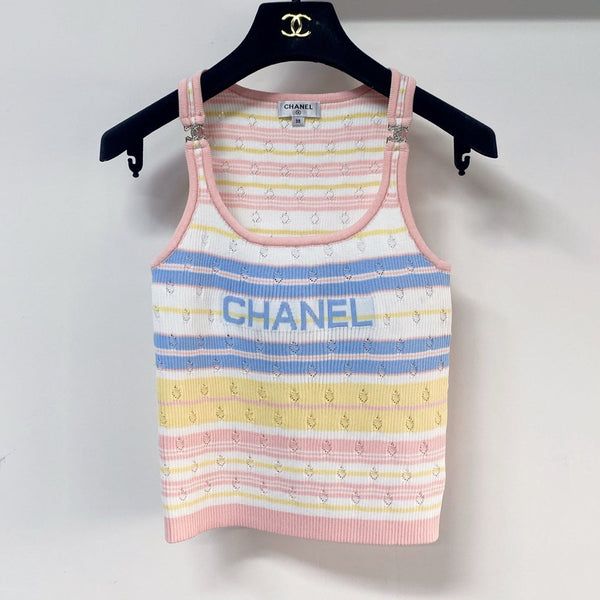 Gilet bicolore Chanel rose coloré en laine 194363